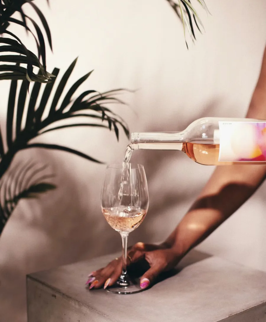 Static image: pouring wine into a glass